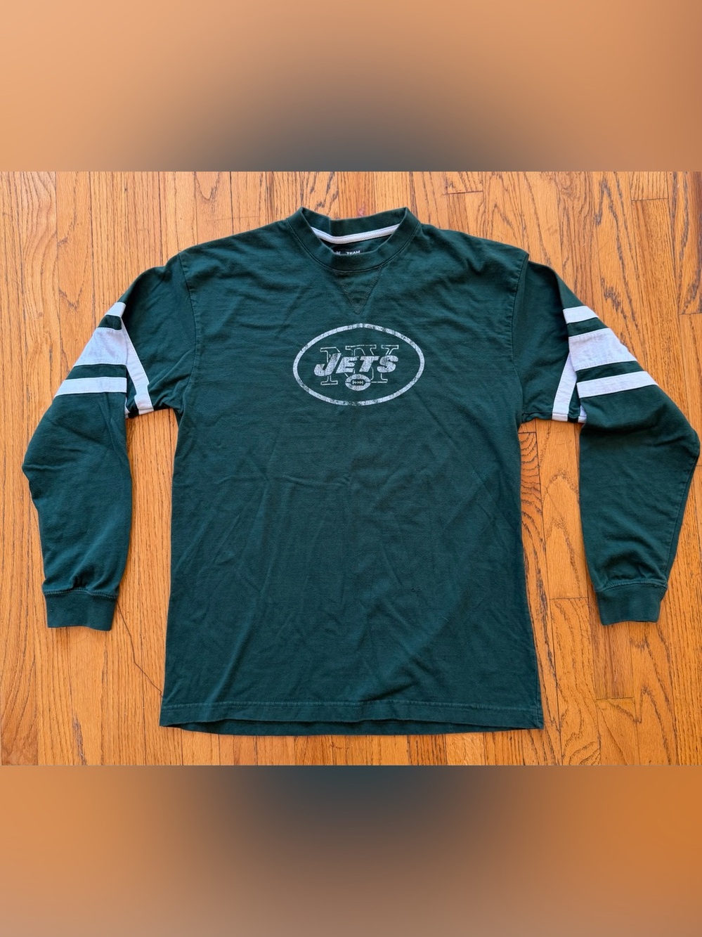 NY Jets Long Sleeve Crew White Sleeve Stripes